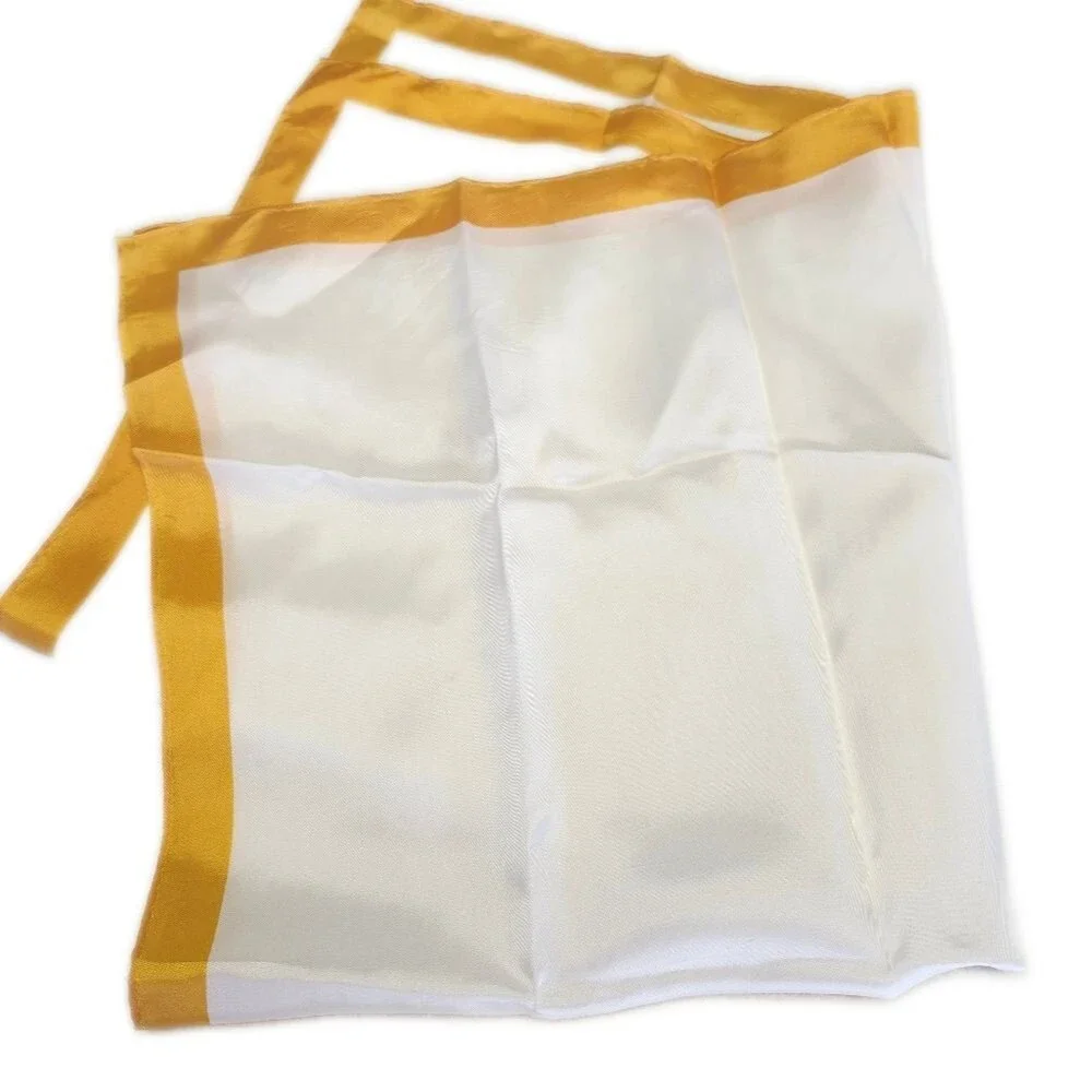 Cream & Yellow Gold Square Silky Scarf, 25